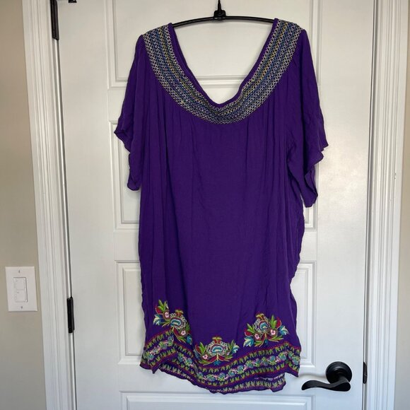 Swimsuits For All Embroidered Beach Cover Dress Women's Plus Size 14/16 Rayon‎ - Picture 2 of 13